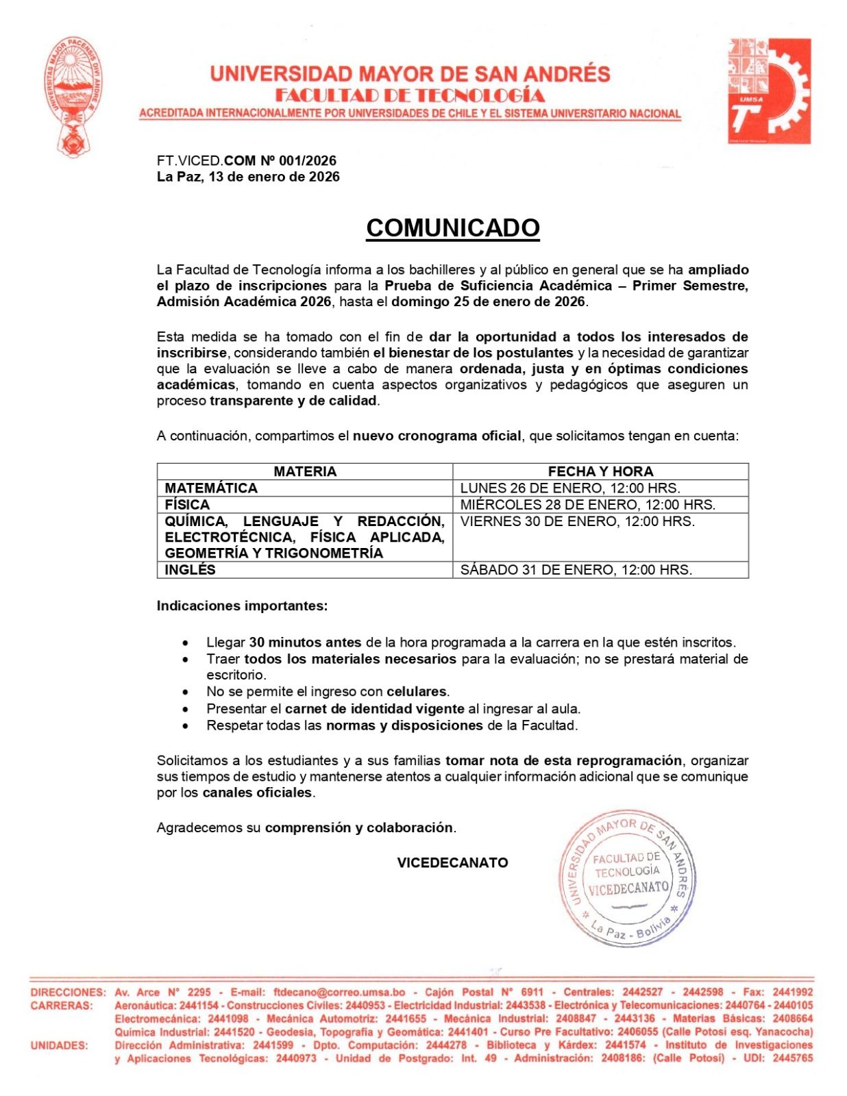 COMUNICADO