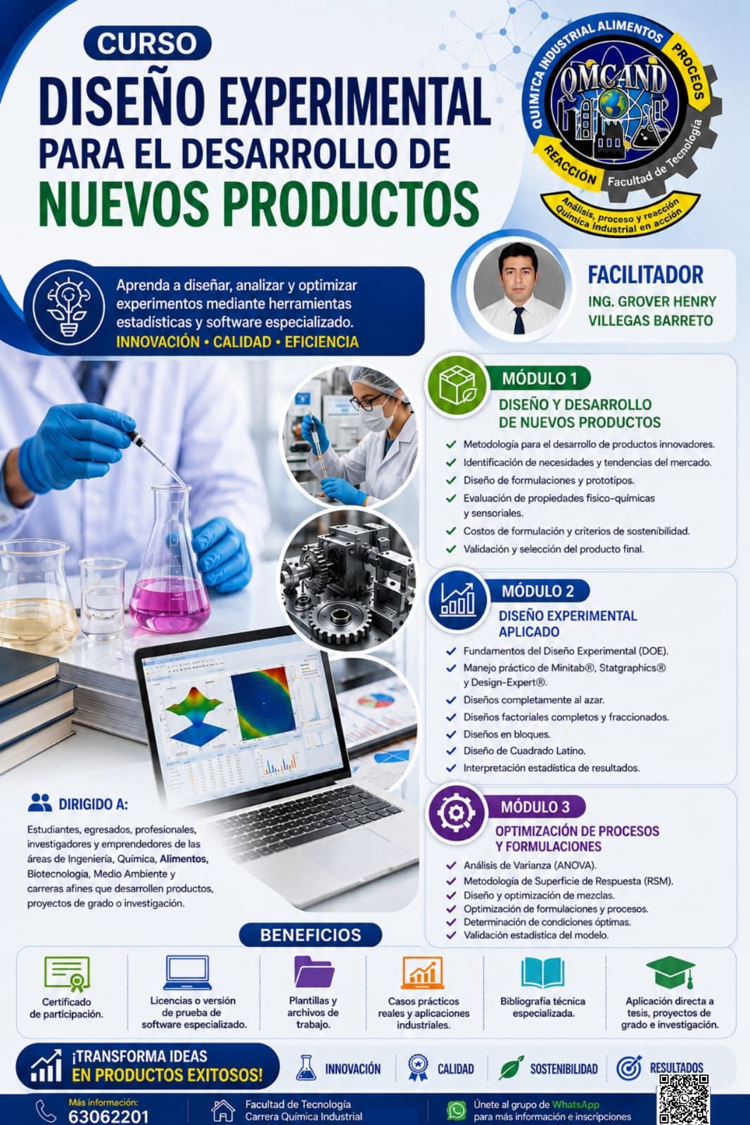 CURSO: DISEÑO EXPERIMENTAL PARA EL DESARROLLO DE NUEVOS PRODUCTOS