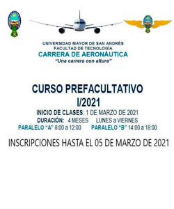 INSCRIPCIÓN A CURSO PRE-FACULTATIVO CARRERA DE AERONÁUTICA