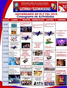 CRONOGRAMA ANIVERSARIO ELECTRÓNICA Y TELECOMUNICACIONES 2019